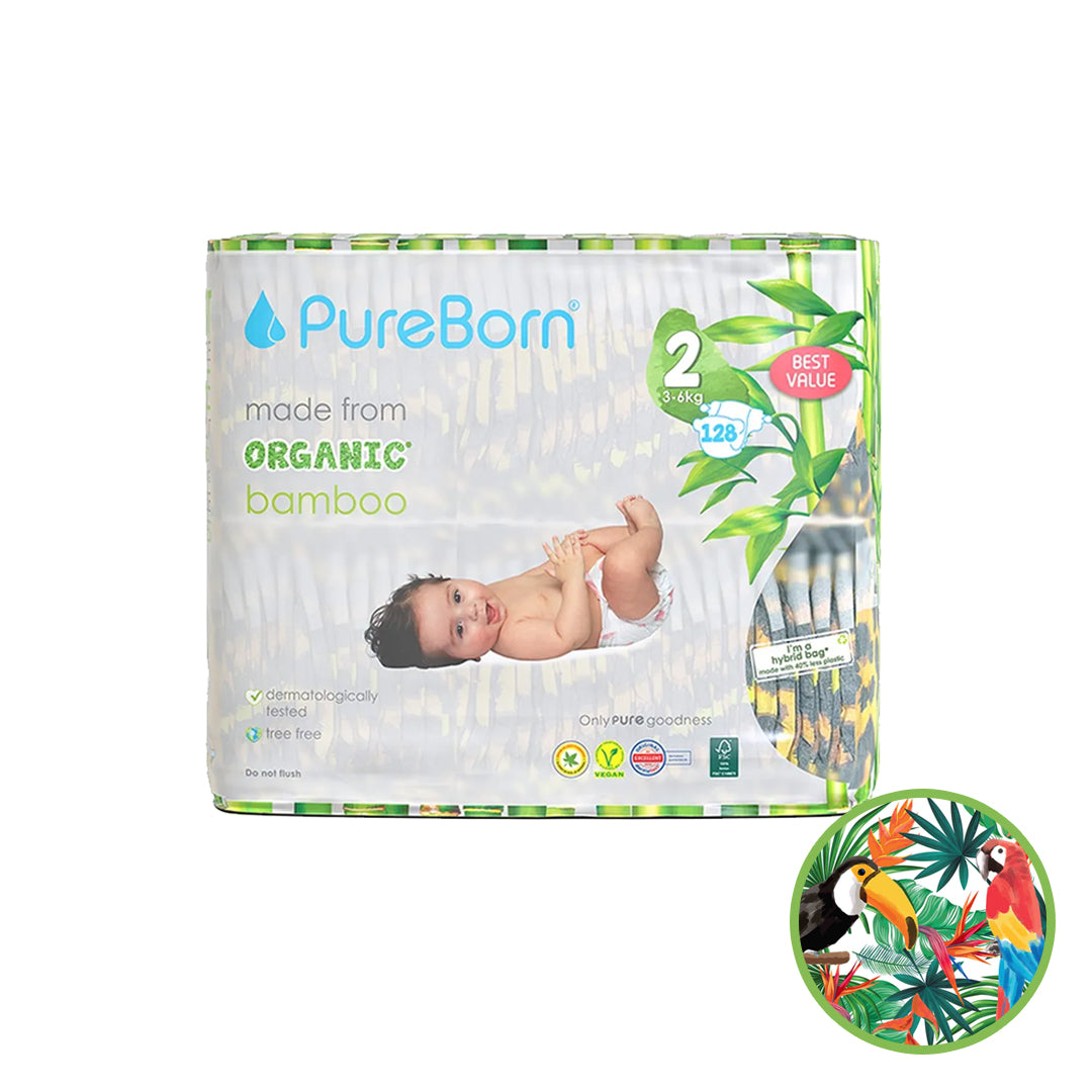 PureBorn Nappy | Size 2 | 3-6 Kg | Assorted Prints