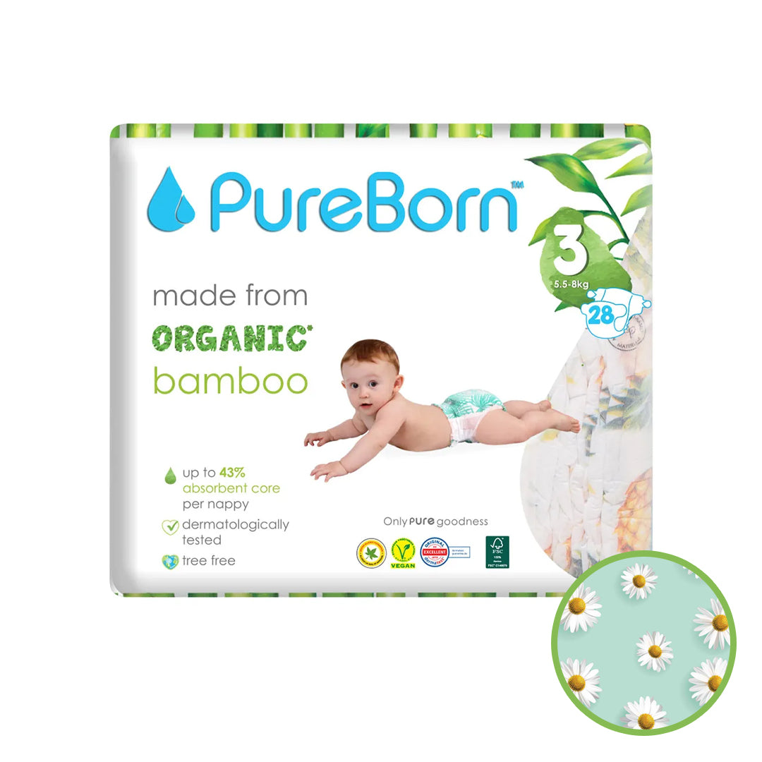 PureBorn Nappy | Size 3 | 5.5 - 8 Kg | Assorted Prints
