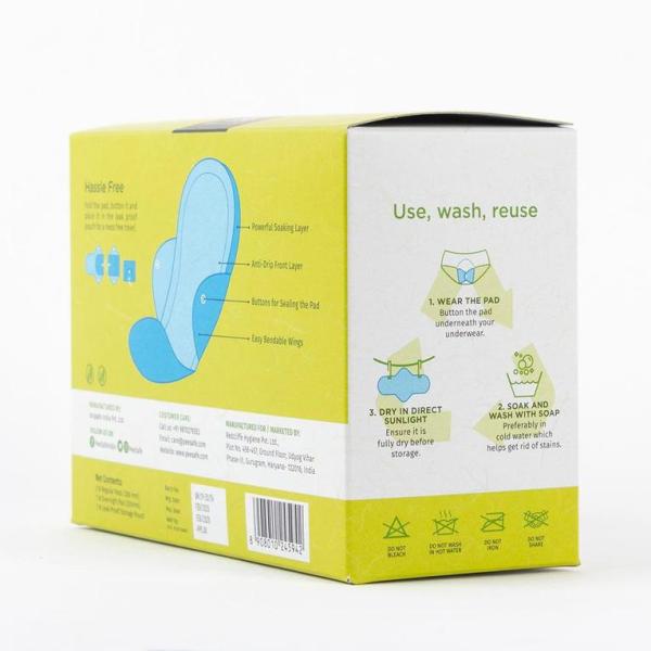 Pee Safe - Reusable Sanitary Pads | 5N (3 Regular Pads + 1 Overnight Pad + 1 Leak Proof Pouch)
